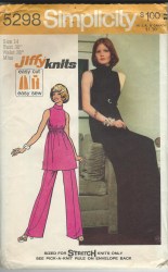 5298 SIMPLICITY JIFFY 72  KNIT ELASTIC WAIST DRESS, TUNIC, PANTS PATTERN 14 36''; 12 34"